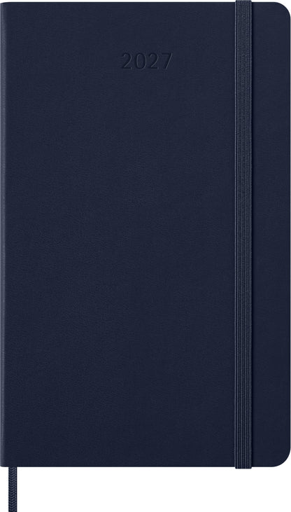 Moleskine Daily Planner 2027, Hard Cover 12 Month Diary with Elastic Closure, Large 13x21 Cm, Sapphire Blue