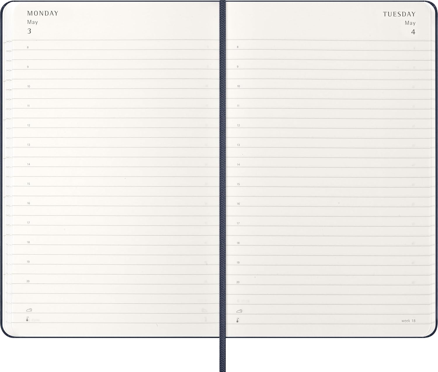 Moleskine Daily Planner 2027, Hard Cover 12 Month Diary with Elastic Closure, Large 13x21 Cm, Sapphire Blue