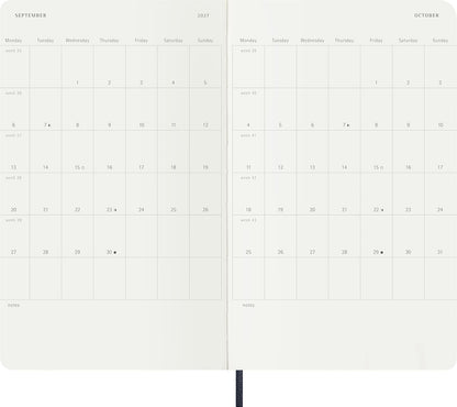 Moleskine Daily Planner 2027, Soft Cover 12 Month Diary with Elastic Closure, Large 13x21 Cm, Sapphire Blue