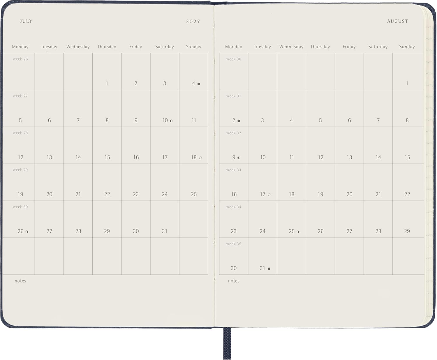 Moleskine Daily Planner 2027, Hard Cover 12 Month Diary with Elastic Closure, Pocket Size 9x14 Cm, Sapphire Blue