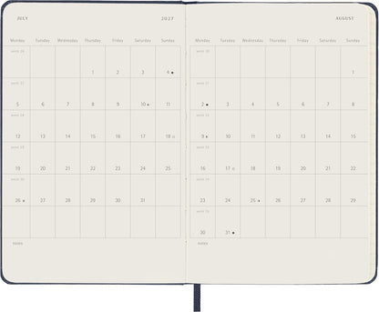 Moleskine Daily Planner 2027, Hard Cover 12 Month Diary with Elastic Closure, Pocket Size 9x14 Cm, Sapphire Blue