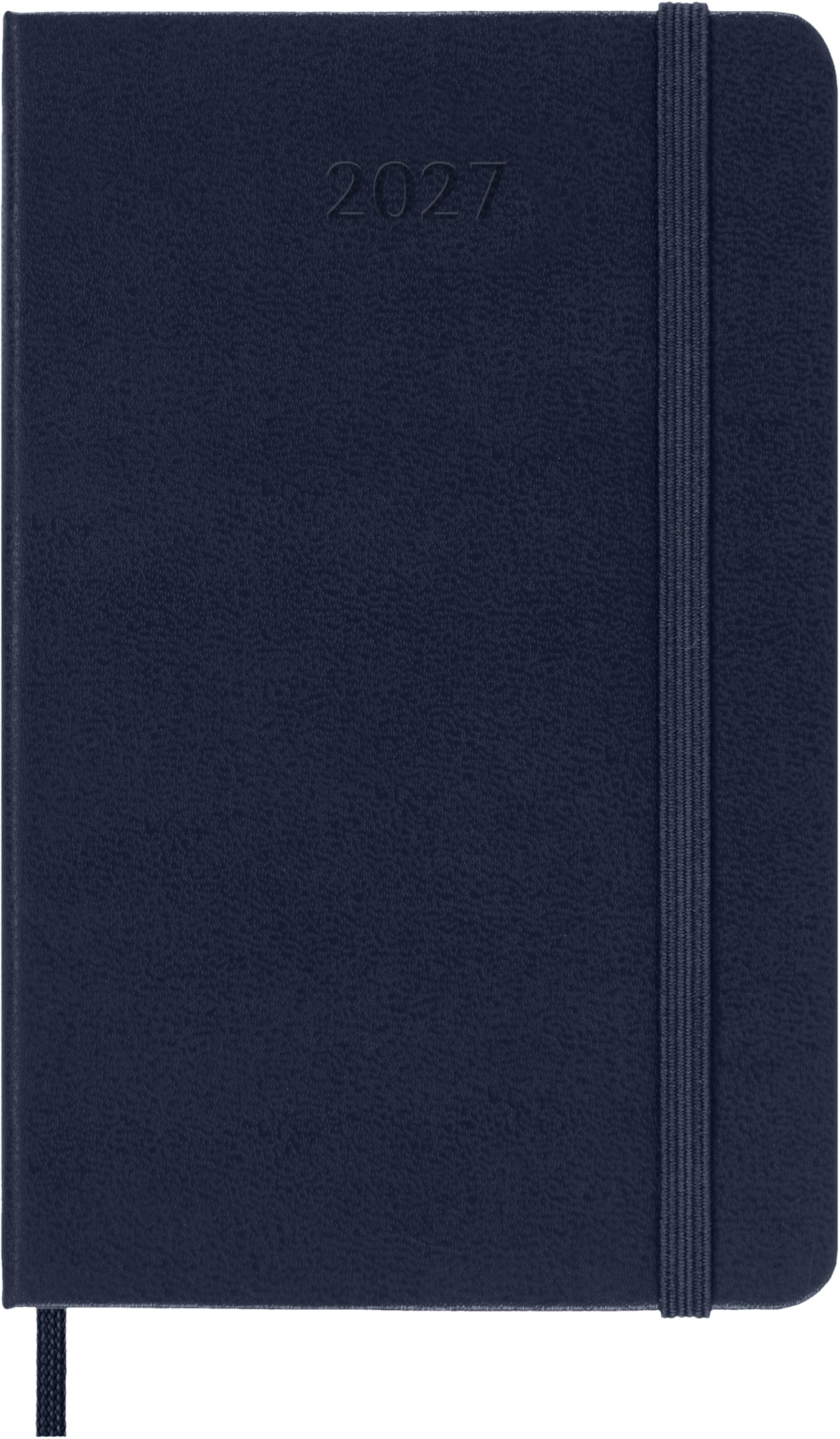Moleskine Daily Planner 2027, Hard Cover 12 Month Diary with Elastic Closure, Pocket Size 9x14 Cm, Sapphire Blue