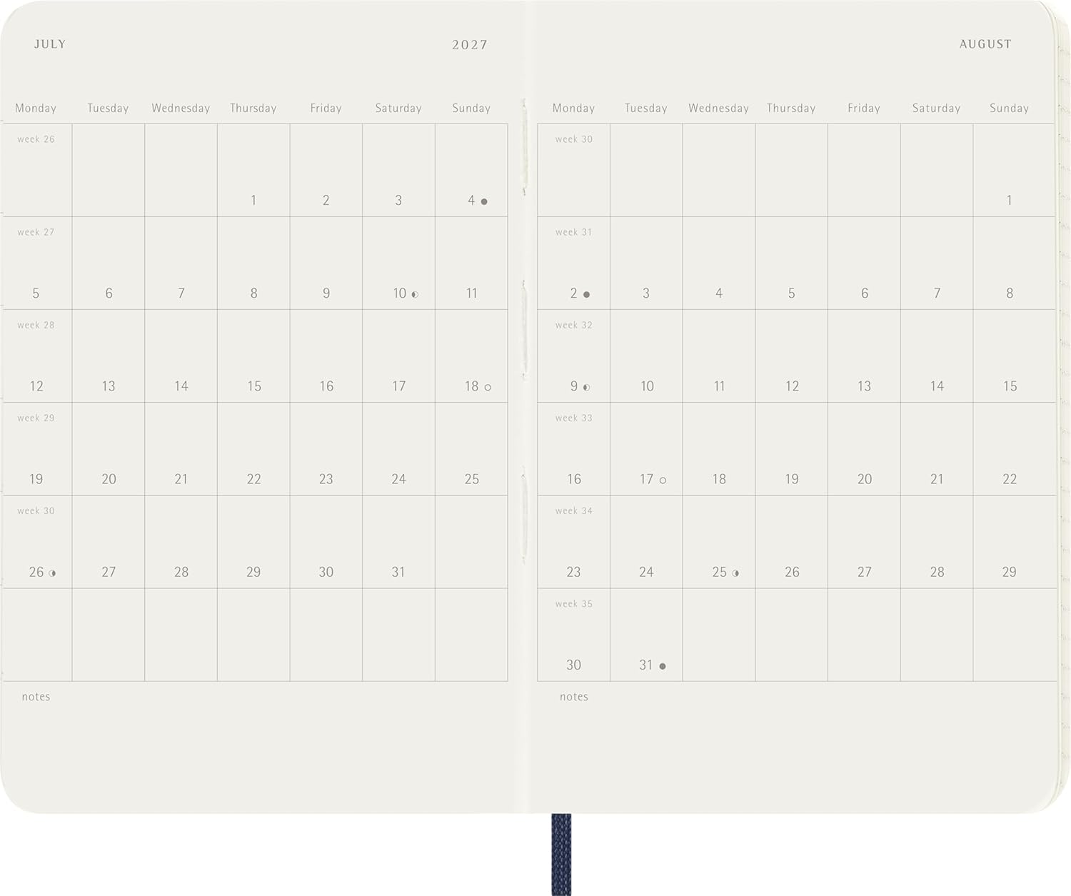Moleskine Daily Planner 2027, Soft Cover 12 Month Diary with Elastic Closure, Pocket Size 9x14 Cm, Sapphire Blue