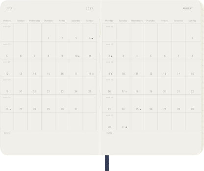 Moleskine Daily Planner 2027, Soft Cover 12 Month Diary with Elastic Closure, Pocket Size 9x14 Cm, Sapphire Blue