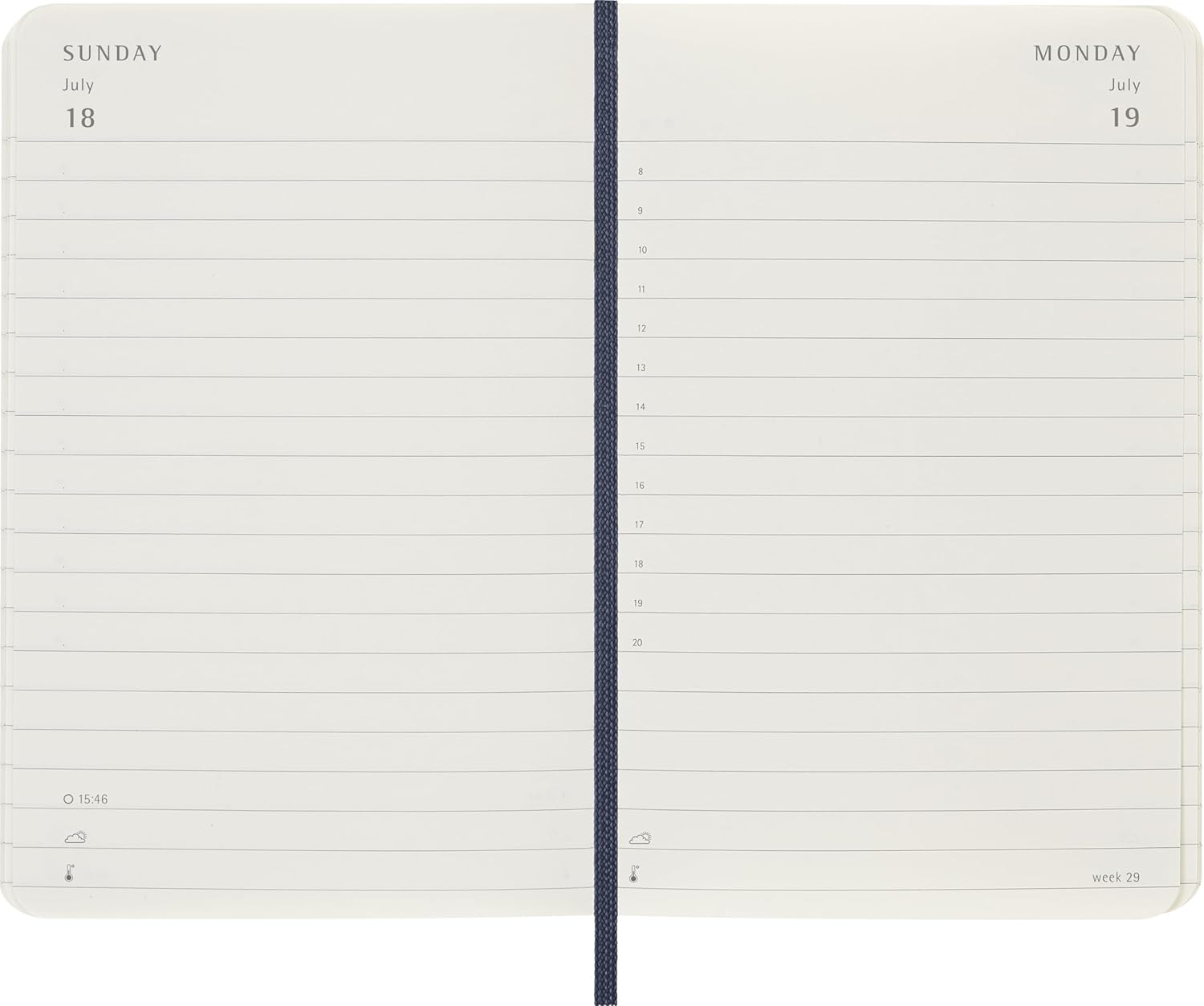Moleskine Daily Planner 2027, Soft Cover 12 Month Diary with Elastic Closure, Pocket Size 9x14 Cm, Sapphire Blue