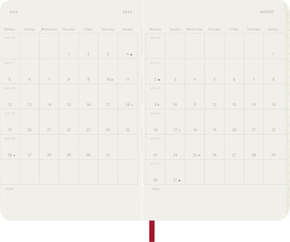Moleskine Daily Planner 2027, Soft Cover 12 Month Diary with Elastic Closure, Pocket Size 9x14 Cm, Scarlet Red