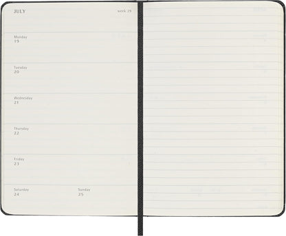 Moleskine Weekly Planner 2027, Hard Cover 12 Month Diary with Space for Notes and Elastic Closure, Pocket Size 9x14 Cm, Black