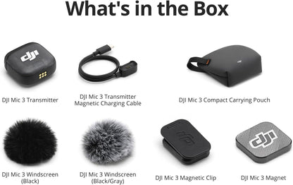 DJI Mic 3 Transmitter, Wireless Mini Microphone for iPhone/Camera/Android, Lightweight & Intuitive, Lavalier Microphone, 32-bit Float, Integrated Timecode, Vlog, Interview, Streaming