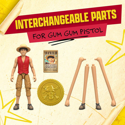 One Piece Monkey D. Luffy Action Figure, 6″ (15 cm) with 6 Accessories, Includes Swappable Arms and Legs, Wanted Poster, and Berry Coin Display Base