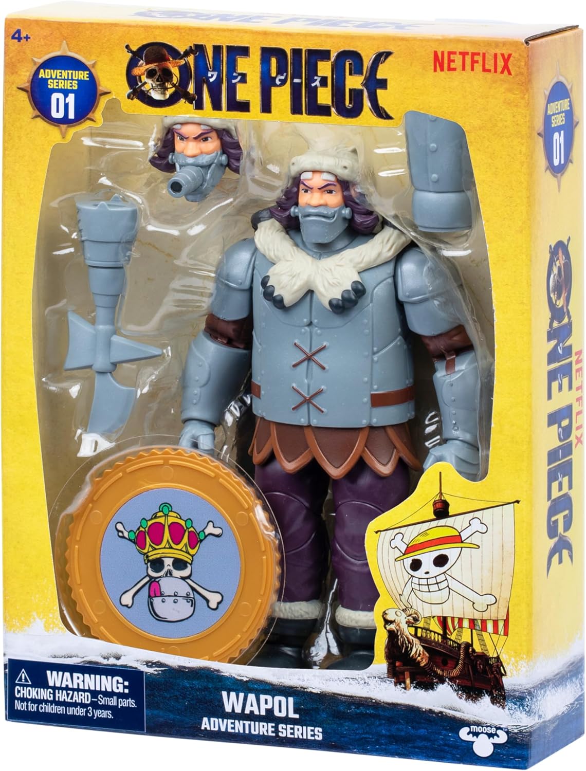 One Piece Wapol 6.5″ (16.5 cm) Action Figure with 4 Accessories. Includes Swappable Cannon Head, Detachable Arm Cannon, Cape, and Berry Coin Display Base