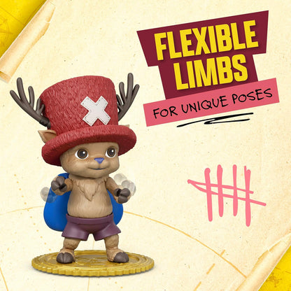 One Piece Tony Tony Chopper - Action figure da 10 cm, con 6 accessori, include espressioni facciali intercambiabili, borsa medica, fiala medica e base per esporre monete ai frutti di bosco