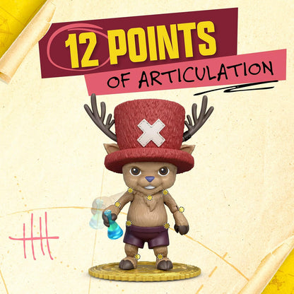 One Piece Tony Tony Chopper - Action figure da 10 cm, con 6 accessori, include espressioni facciali intercambiabili, borsa medica, fiala medica e base per esporre monete ai frutti di bosco