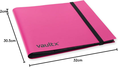 Vault X 12 Pocket Standard Strap Binder, Holds 480 Trading Cards in 20 Side-Loading Pages (Pink