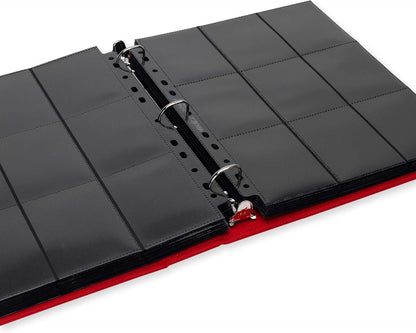Vault X Slim Ring Binder, 540 Cards, fits 9 Pocket Pages, Exo-Tec Material, 3 D-Ring Folder, for Trading Cards (Red)