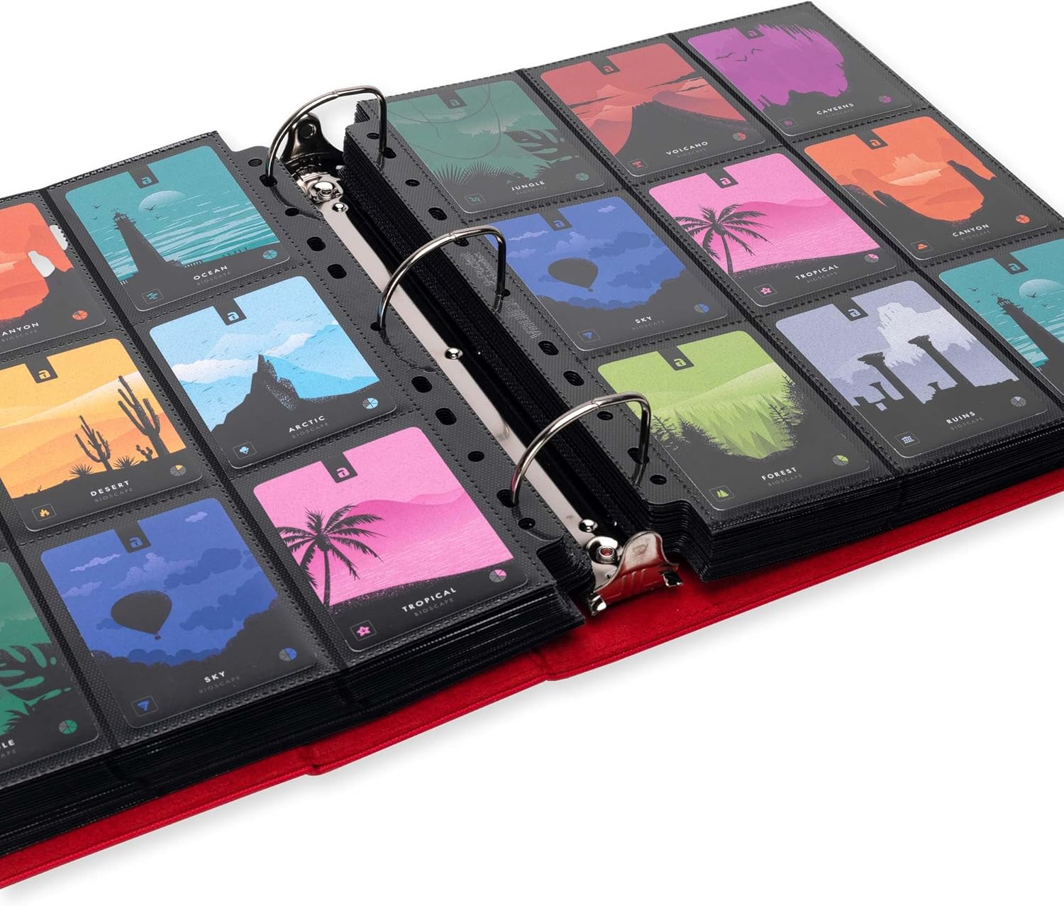 Vault X Slim Ring Binder, 540 Cards, fits 9 Pocket Pages, Exo-Tec Material, 3 D-Ring Folder, for Trading Cards (Red)