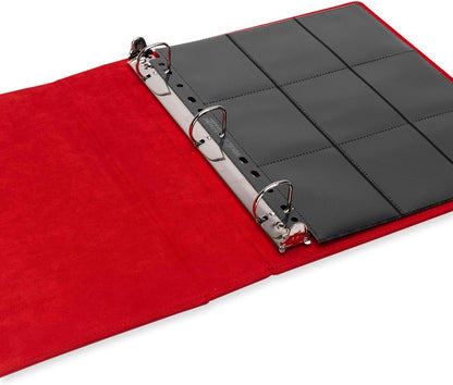 Vault X Slim Ring Binder, 540 Cards, fits 9 Pocket Pages, Exo-Tec Material, 3 D-Ring Folder, for Trading Cards (Red)
