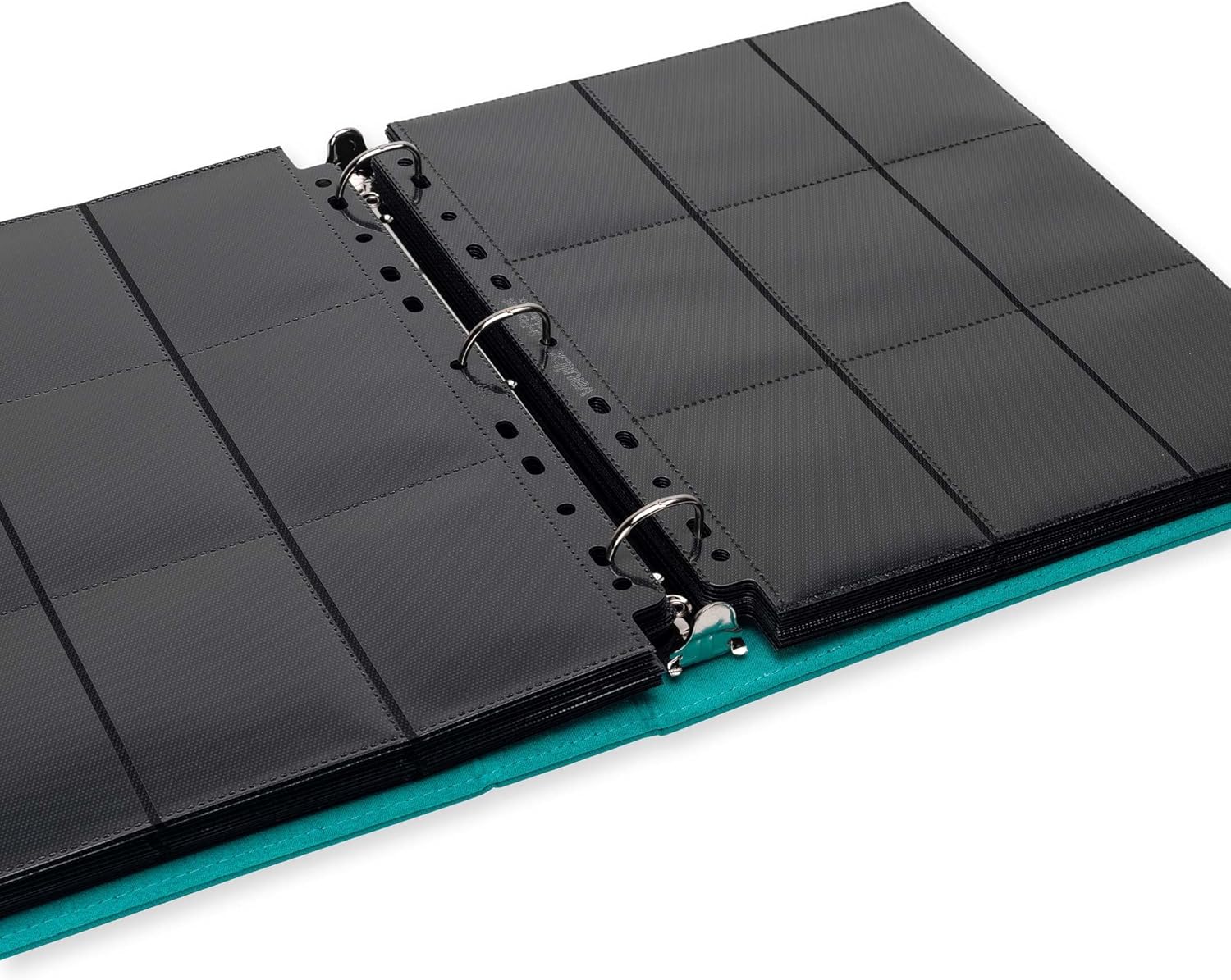 Vault X Slim Ring Binder, 540 Cards, fits 9 Pocket Pages, Exo-Tec Material, 3 D-Ring Folder, for Trading Cards (Teal)