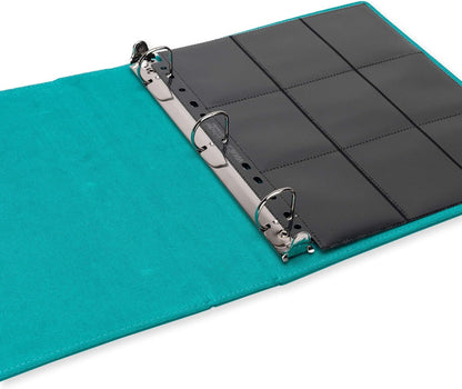 Vault X Slim Ring Binder, 540 Cards, fits 9 Pocket Pages, Exo-Tec Material, 3 D-Ring Folder, for Trading Cards (Teal)