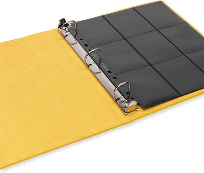 Vault X Slim Ring Binder, 540 Cards, fits 9 Pocket Pages, Exo-Tec Material, 3 D-Ring Folder, for Trading Cards (Yellow)