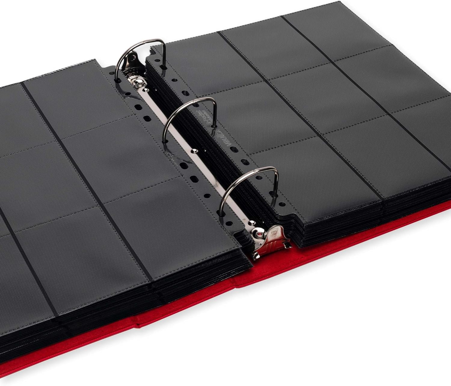 Vault X Large Ring Binder, 900 Cards, fits 9 Pocket Pages, Exo-Tec Material, 3 D-Ring Folder, for Trading Cards (Red)