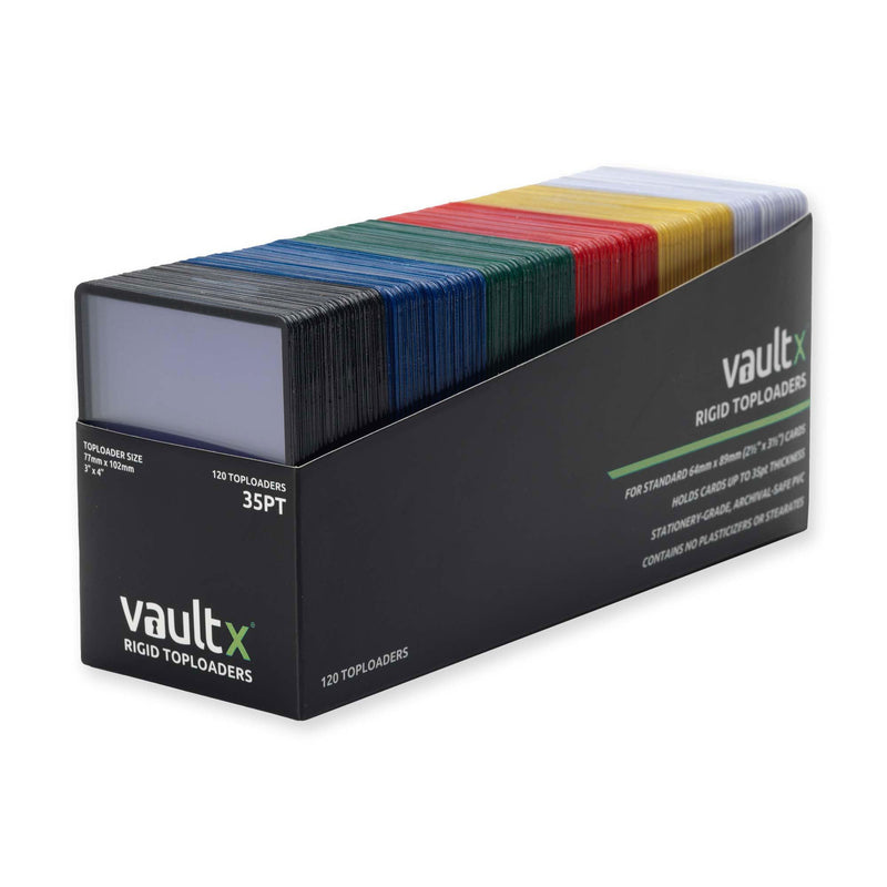 Vault X Toploaders 35pt Multicolour (120 Pack), 3" x 4" Seamless Clear Rigid Card Holders for Trading Cards TCG
