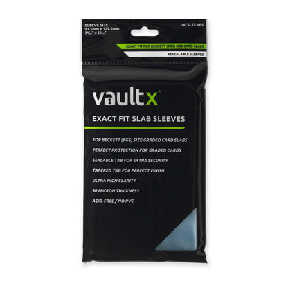Vault X Exact Fit Slab Sleeves (100 Pack) for Graded Trading Cards, Becketts BGS and Other Similar Sized Cases