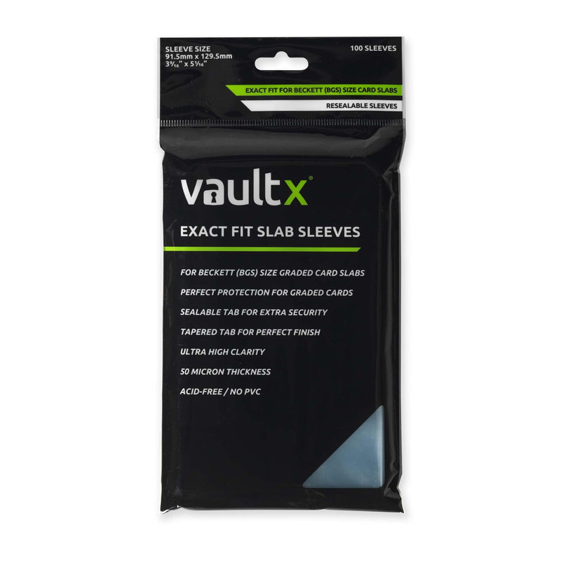 Vault X Exact Fit Slab Sleeves (100 Pack) for Graded Trading Cards, Becketts BGS and Other Similar Sized Cases