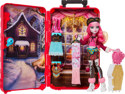 Monster High Skulltimate Secrets Cupid Asteria Doll and Accessories Set, Destination: Cabin Slay-cation with Suitcase and 19+ Surprises like Clothes, JMG66
