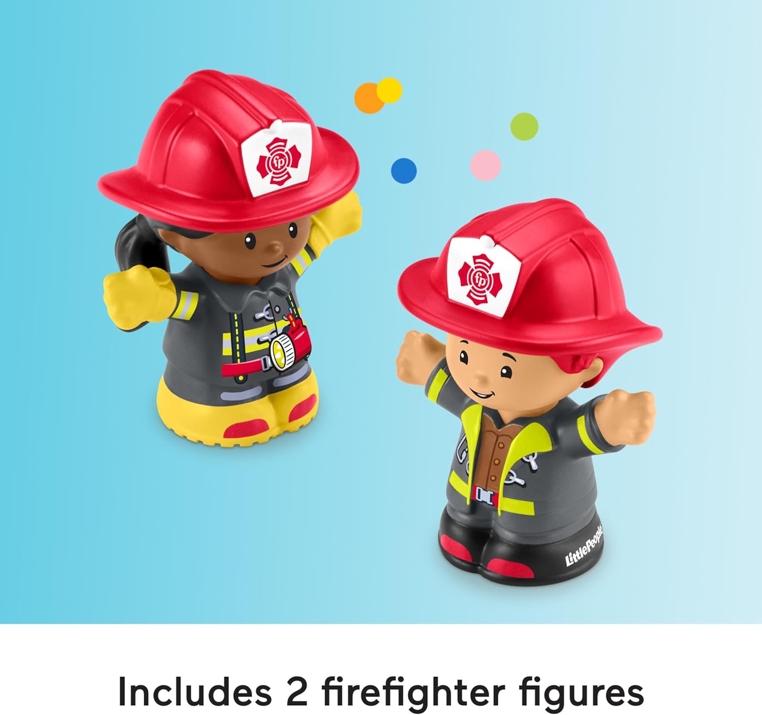 Fisher-Price Little People Toddler Toy Fire Truck Musical Push-Along Vehicle with 2 Figures for Kids Ages 1+ Years, Multilanguage Version, HYR88
