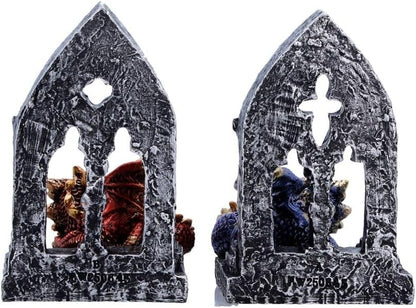 Gate Keepers Dragon Figurine Set of 2 10.2cm – Gothic Dragon Doorway Ornaments, Fantasy Collectible Display Set
