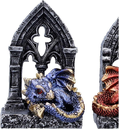 Gate Keepers Dragon Figurine Set of 2 10.2cm – Gothic Dragon Doorway Ornaments, Fantasy Collectible Display Set