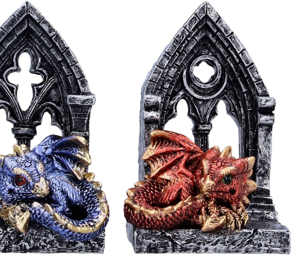 Gate Keepers Dragon Figurine Set of 2 10.2cm – Gothic Dragon Doorway Ornaments, Fantasy Collectible Display Set