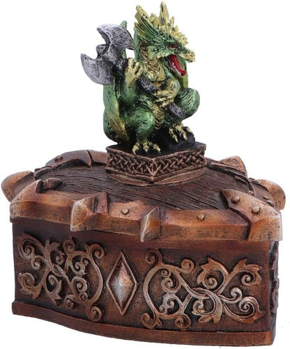 Hoard Defender Box Dragon Trinket Box 10.5cm – Fantasy Shield Storage Box (Green