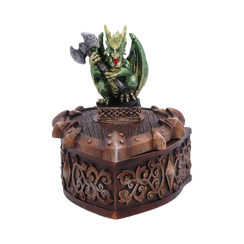 Hoard Defender Box Dragon Trinket Box 10.5cm – Fantasy Shield Storage Box (Green