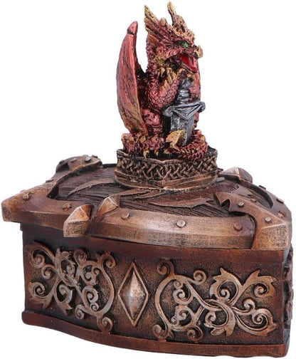 Hoard Defender Box Dragon Trinket Box 10.5cm – Fantasy Shield Storage Box (Red