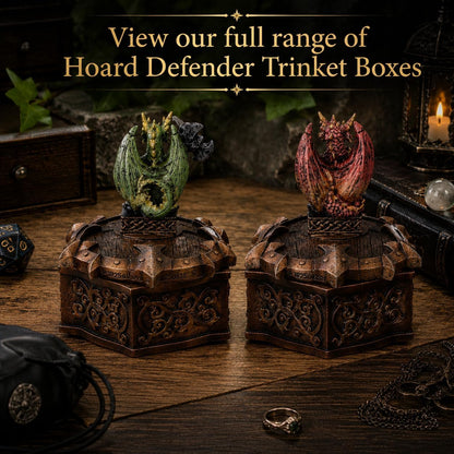 Hoard Defender Box Dragon Trinket Box 10.5cm – Fantasy Shield Storage Box (Red