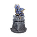 Hatchling Helm Dragon Figurine 13.2cm – Baby Dragon on Knight Helmet Fantasy Ornament (Blue