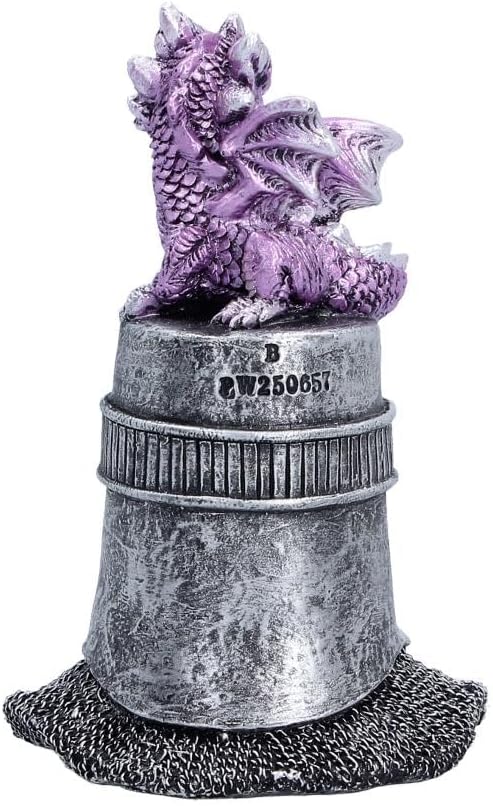 Hatchling Helm Dragon Figurine 13.2cm – Baby Dragon on Knight Helmet Fantasy Ornament (Purple