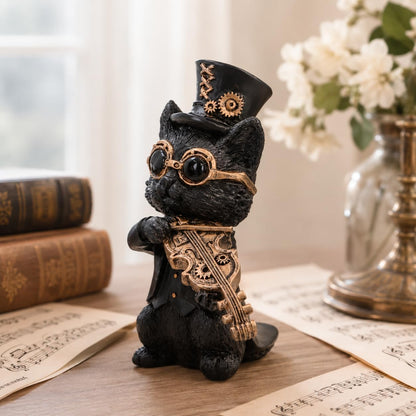 Music Meowstro Steampunk Cat Figurine Collection – Musical Cat Resin Ornament (Violin