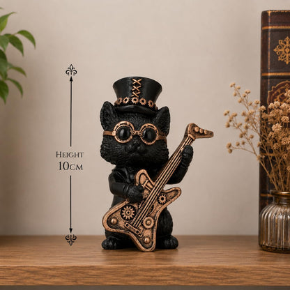 Music Meowstro Steampunk Cat Figurine Collection – Musical Cat Resin Ornament (Guitar