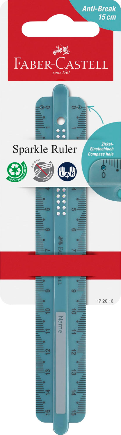 Faber-Castell Ruler 15Cm Sparkle Break-Resistant Ocean