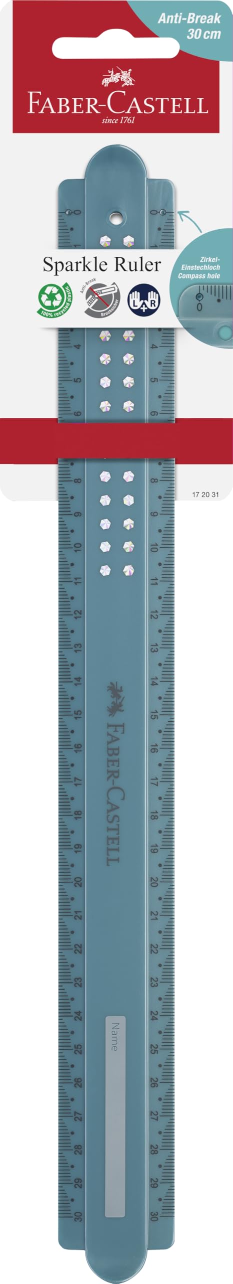 Faber-Castell Ruler 30Cm Sparkle Break-Resistant Ocean