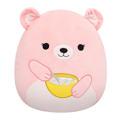 Squishmallows SQCR09490 - Hominy der Bär mit Müslischale 30 cm, offizielles Jazwares Plüsch, superweiches Kuscheltier