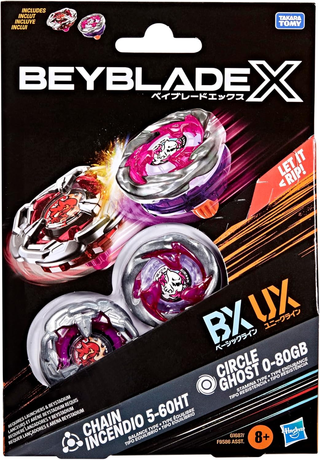 Beyblade X Circle Ghost 0-80GB & Chain Incendio 5-60HT Dual Pack Set