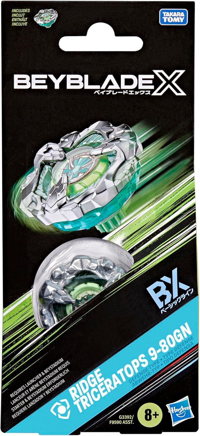 Beyblade X Ridge Triceratops 9-80GN Booster Pack Set with Takara Tomy Defense Type Top, Battling Tops Game Toys, Ages 8+