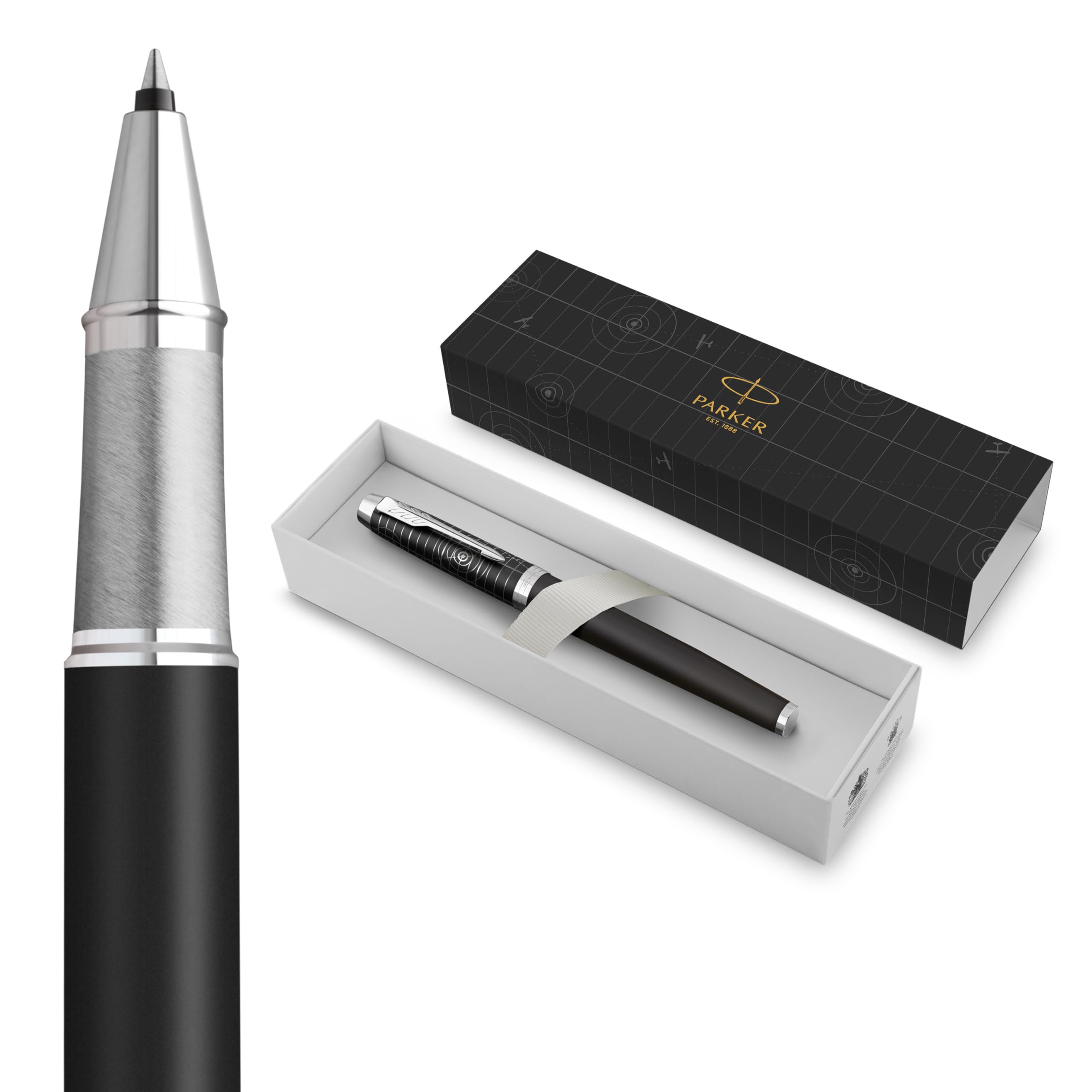 Parker IM Premium Penna Rollerball | Collezione Legacy of Flight | Rifiniture Cromate | Punta Fine | Inchiostro Nero | Confezione Regalo