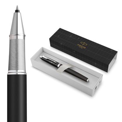 Parker IM Premium Penna Rollerball | Collezione Legacy of Flight | Rifiniture Cromate | Punta Fine | Inchiostro Nero | Confezione Regalo