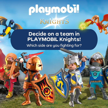 Playmobil | Knights | Dragon Knight Leader | Knight on Horseback with Banner and Companion | Knights Toy for Children Aged 4+ | 72118