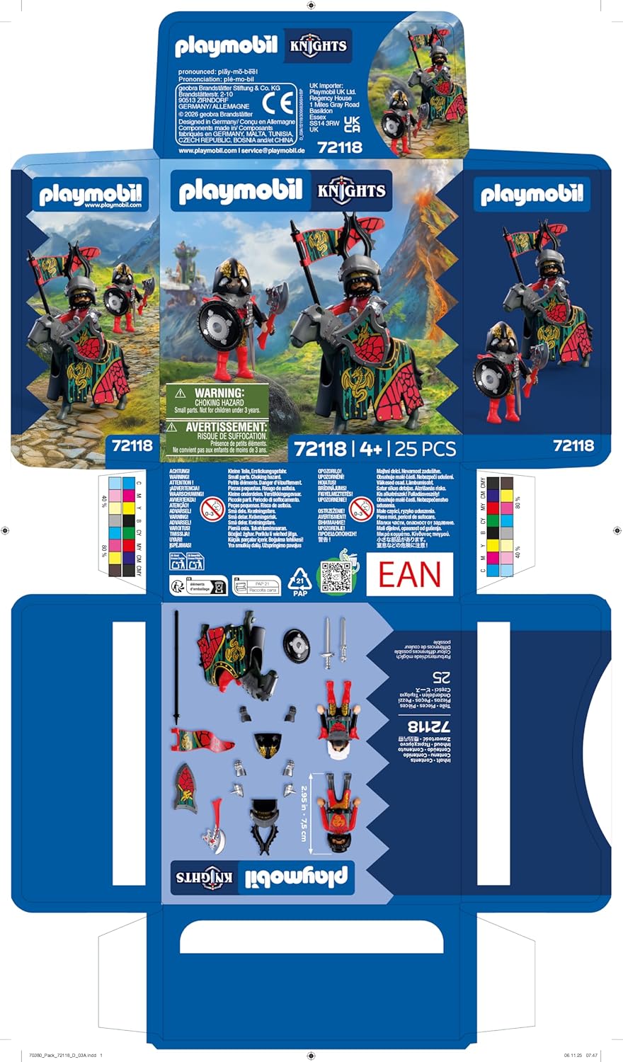 Playmobil | Knights | Dragon Knight Leader | Knight on Horseback with Banner and Companion | Knights Toy for Children Aged 4+ | 72118