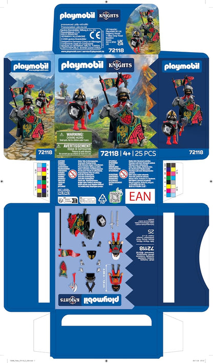 Playmobil | Knights | Dragon Knight Leader | Knight on Horseback with Banner and Companion | Knights Toy for Children Aged 4+ | 72118